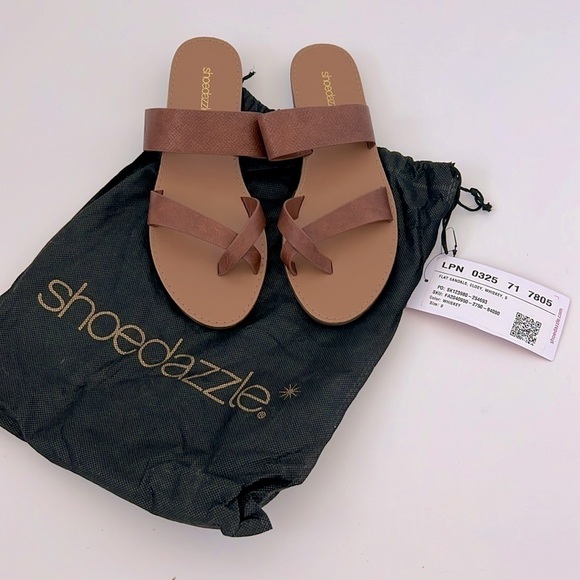 Shoedazzle Cloey Chic Faux-Leather Thong Sandals with Crisscross Strap - Picture 6 of 11